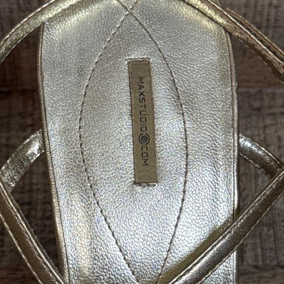 Max Studio Strappy Stiletto Heels Champagne Gold Leather Size 10 - Picture 11 of 12